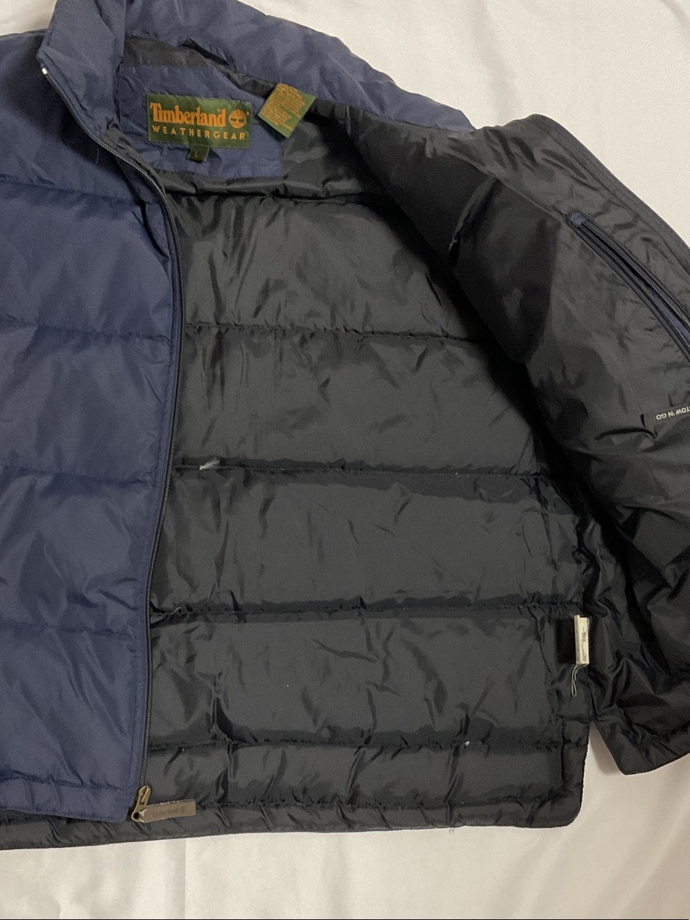 Timberland Navy Quilted Puffer Vest with Stand Collar - Picture 7 of 13